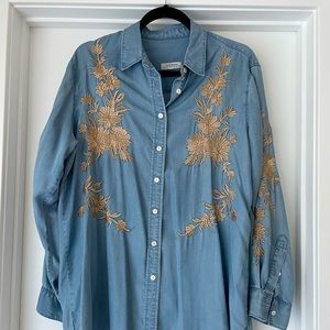 Zara Chambray Shirt with Embriodery- Medium